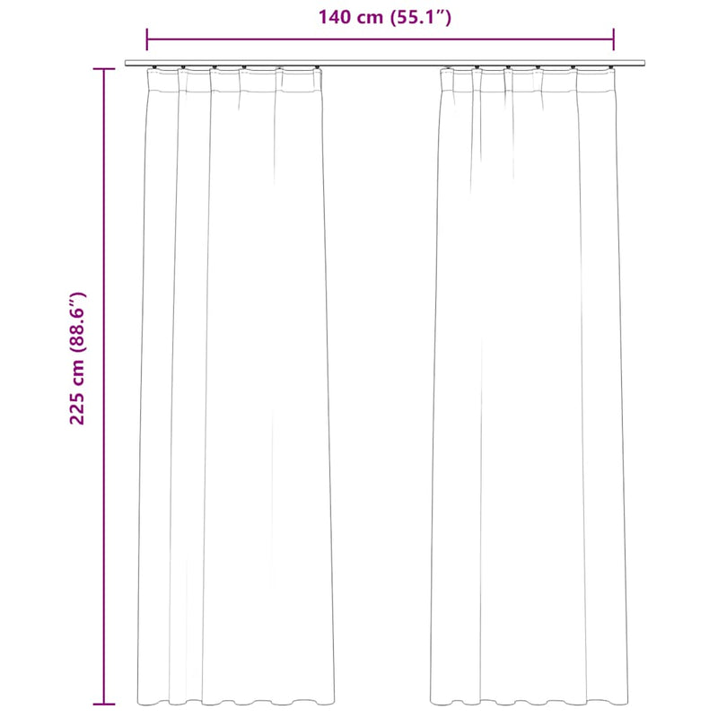 vidaXL Tende Oscuranti con Ganci 2 pz Beige in Velluto 140x225 cm - Image 6 of 6