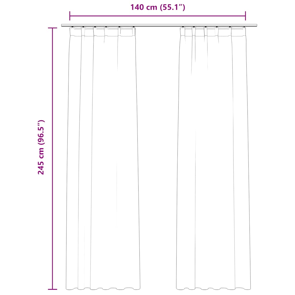 vidaXL Tende Oscuranti con Ganci 2 pz Beige in Velluto 140x245 cm - Image 6 of 6