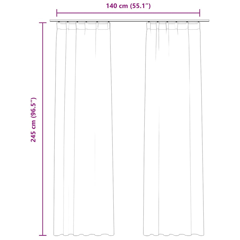 vidaXL Tende Oscuranti con Ganci 2 pz Beige in Velluto 140x245 cm - Image 6 of 6