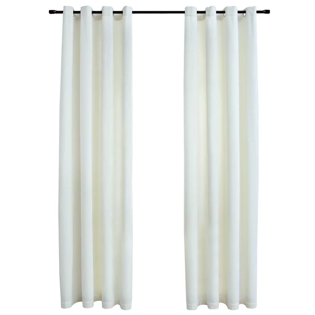 vidaXL Tende Oscuranti con Anelli 2 pz Crema in Velluto 140x245 cm - Image 2 of 4