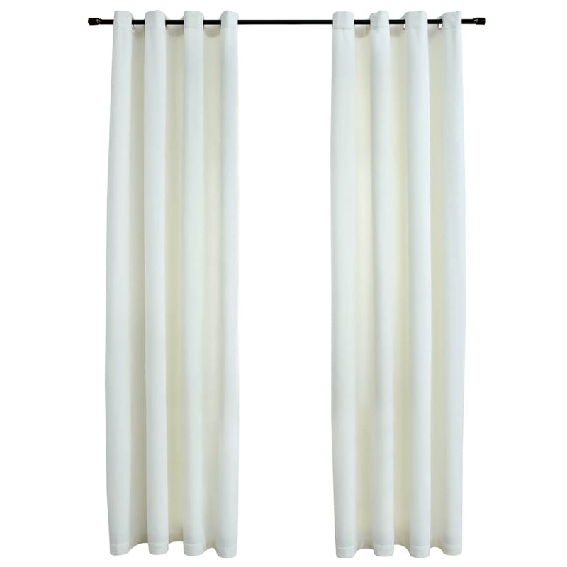 vidaXL Tende Oscuranti con Anelli 2 pz Crema in Velluto 140x245 cm - Image 2 of 4
