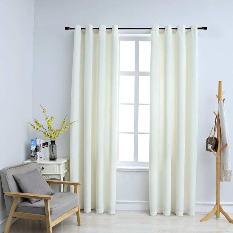 vidaXL Tende Oscuranti con Anelli 2 pz Crema in Velluto 140x245 cm - Image 1 of 4