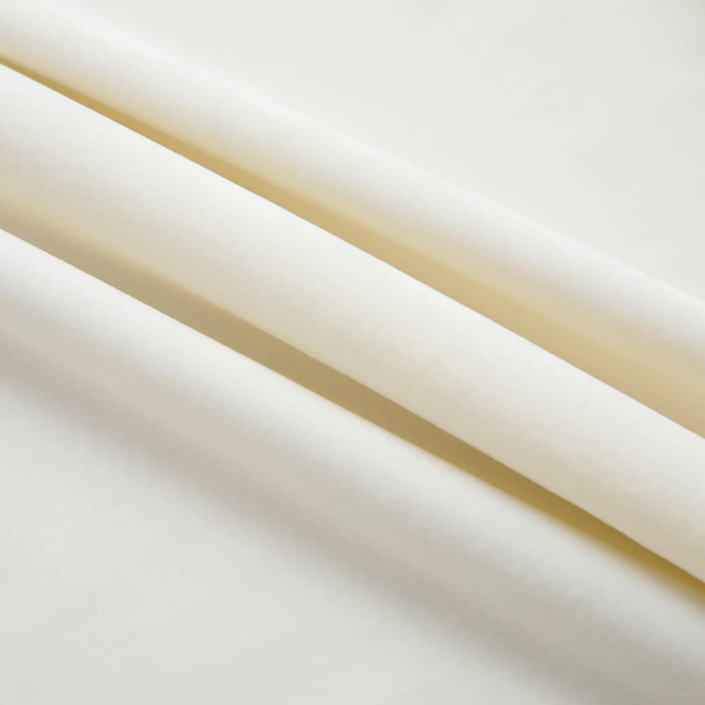 vidaXL Tende Oscuranti con Ganci 2 pz Crema in Velluto 140x245 cm - Image 3 of 6