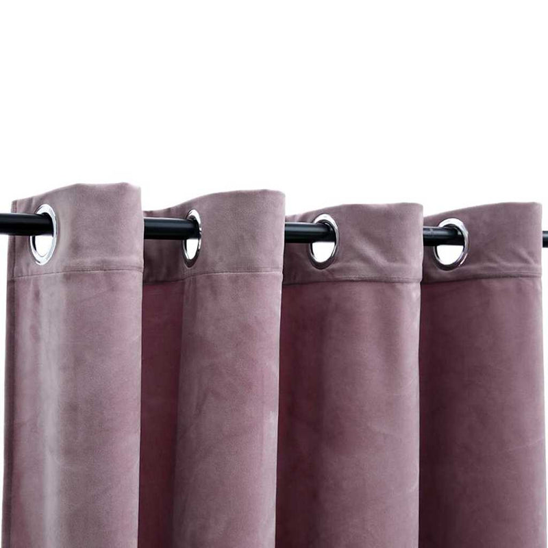 vidaXL Tende Oscuranti con Anelli 2pz Rosa Antico in Velluto 140x225cm - Image 3 of 4
