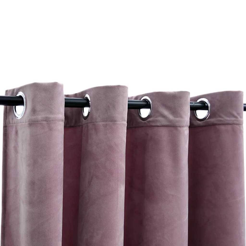 vidaXL Tende Oscuranti con Anelli 2pz Rosa Antico in Velluto 140x245cm - Image 3 of 4