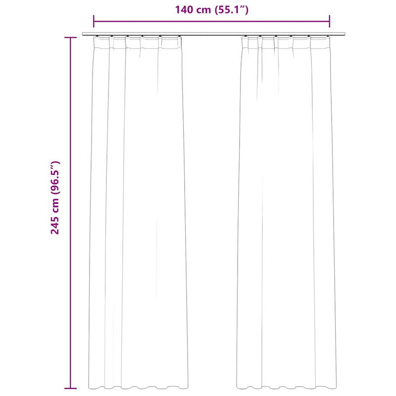 vidaXL Tende Oscuranti con Ganci 2 pz Rosa Antico in Velluto 140x245cm - Image 6 of 6