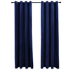 vidaXL Tende Oscuranti con Anelli 2 pz Blu Scuro in Velluto 140x245 cm - Image 2 of 4