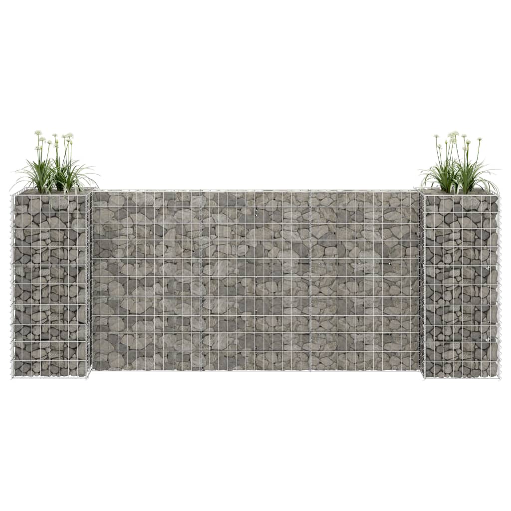 Gabbione Fioriera ad "H" in Filo di Acciaio 260×40×100 cm Argento - Image 1 of 5