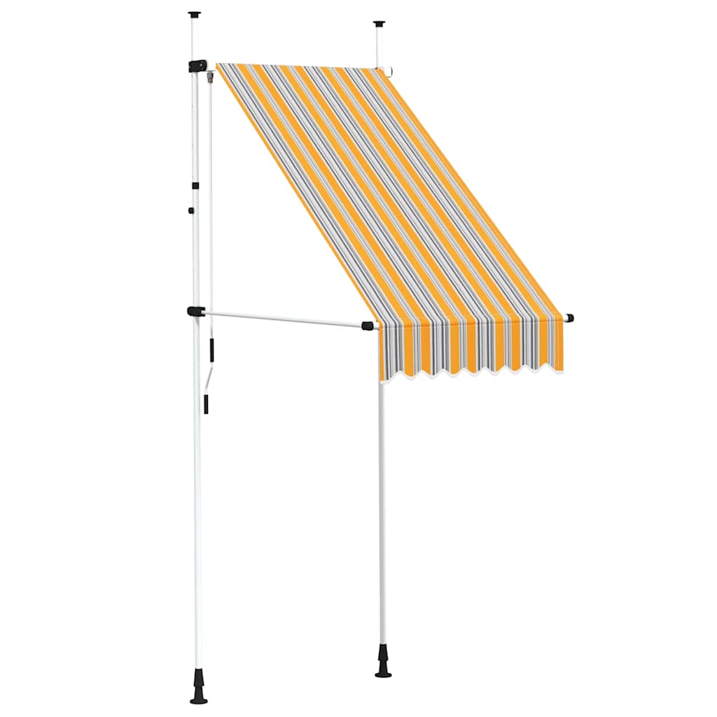 vidaXL Toldo retráctil manual de 100 cm, tejido con revestimiento de PU, Amarillo y Azul - Image 2 of 7