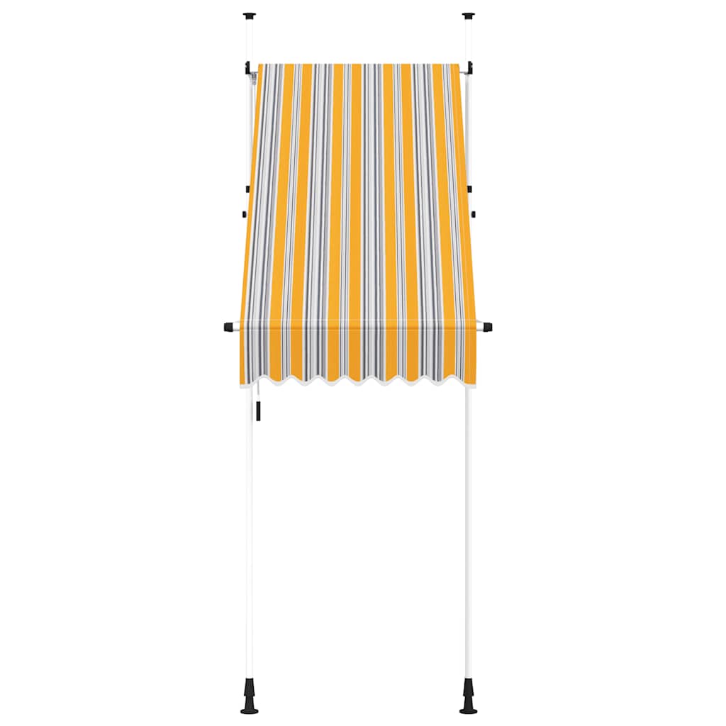 vidaXL Toldo retráctil manual de 100 cm, tejido con revestimiento de PU, Amarillo y Azul - Image 3 of 7
