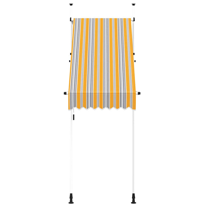 vidaXL Toldo retráctil manual de 100 cm, tejido con revestimiento de PU, Amarillo y Azul - Image 3 of 7