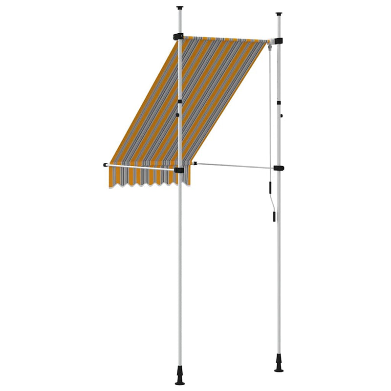 vidaXL Toldo retráctil manual de 100 cm, tejido con revestimiento de PU, Amarillo y Azul - Image 5 of 7