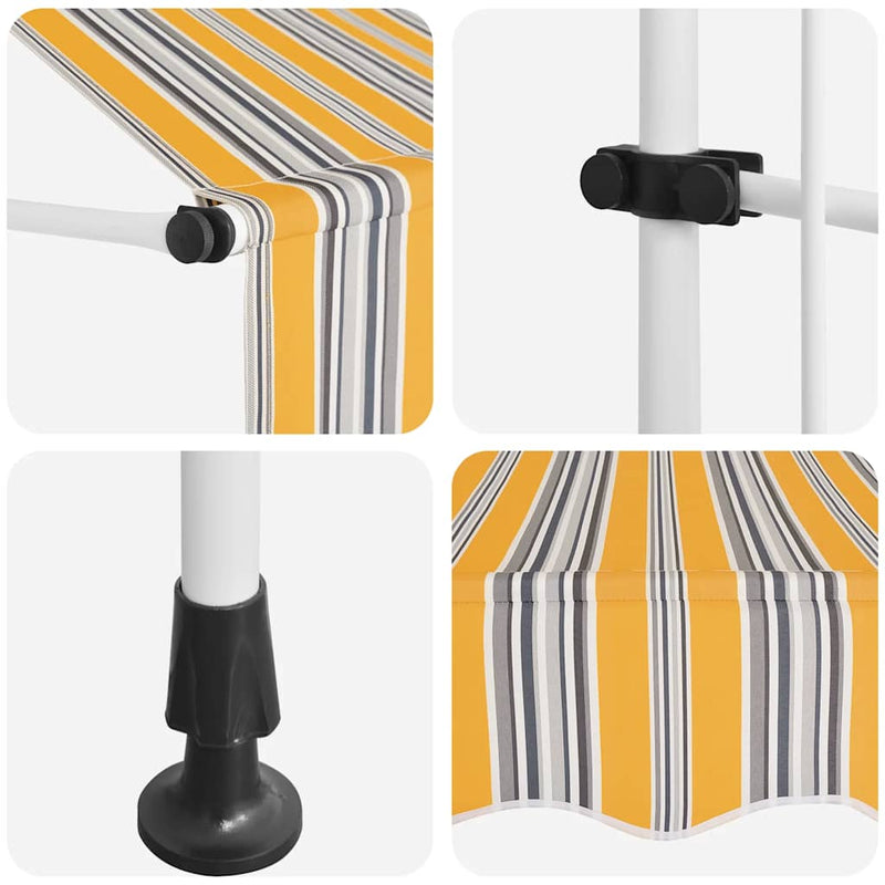 vidaXL Toldo retráctil manual de 100 cm, tejido con revestimiento de PU, Amarillo y Azul - Image 7 of 7