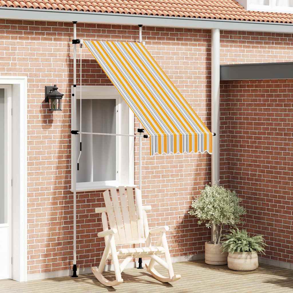 vidaXL Toldo retráctil manual de 100 cm, tejido con revestimiento de PU, Amarillo y Azul - Image 1 of 7