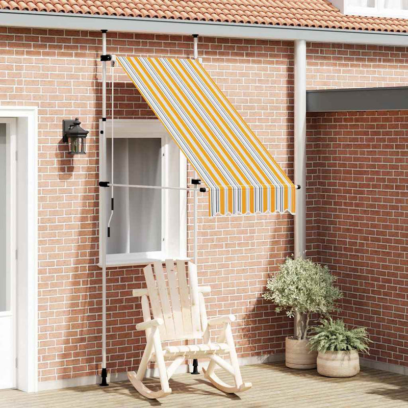 vidaXL Toldo retráctil manual de 100 cm, tejido con revestimiento de PU, Amarillo y Azul - Image 1 of 7