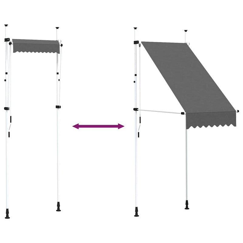 vidaXL Manual Retractable Awning with LED 100 cm Anthracite - Image 49 of 50