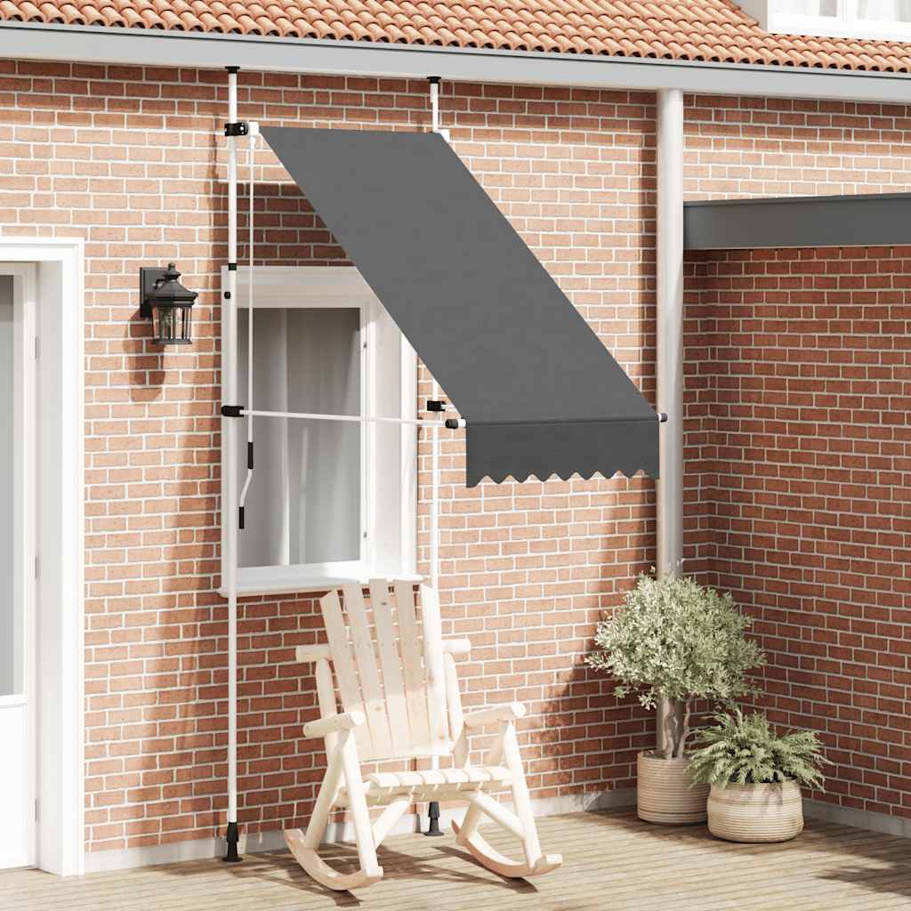 vidaXL Manual Retractable Awning, Steel, 150 cm, Anthracite - Image 6 of 41