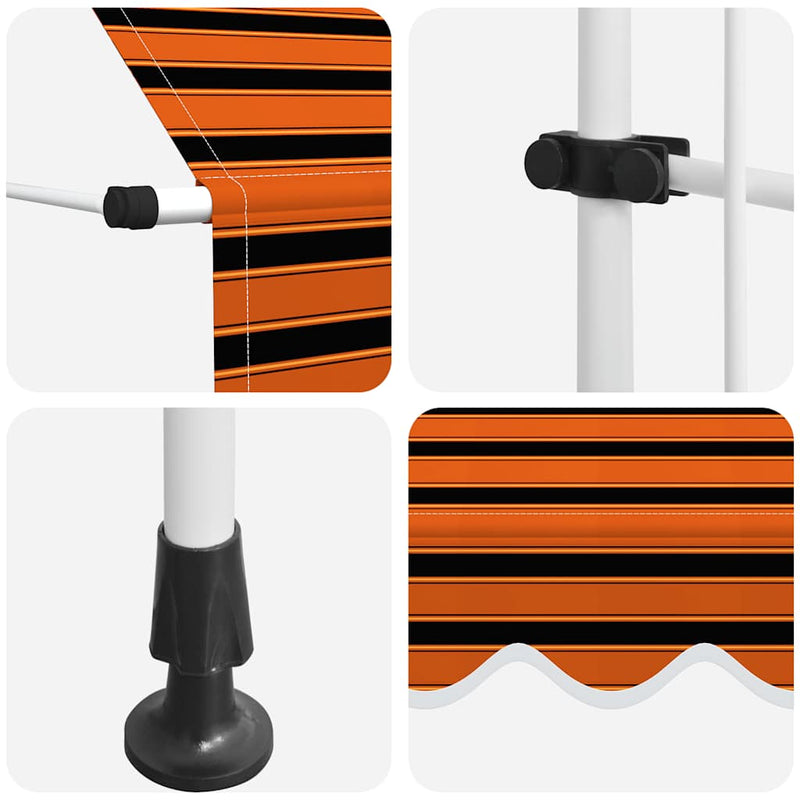 vidaXL Manual Retractable Awning Polyester 150 cm Orange Brown - Image 34 of 42