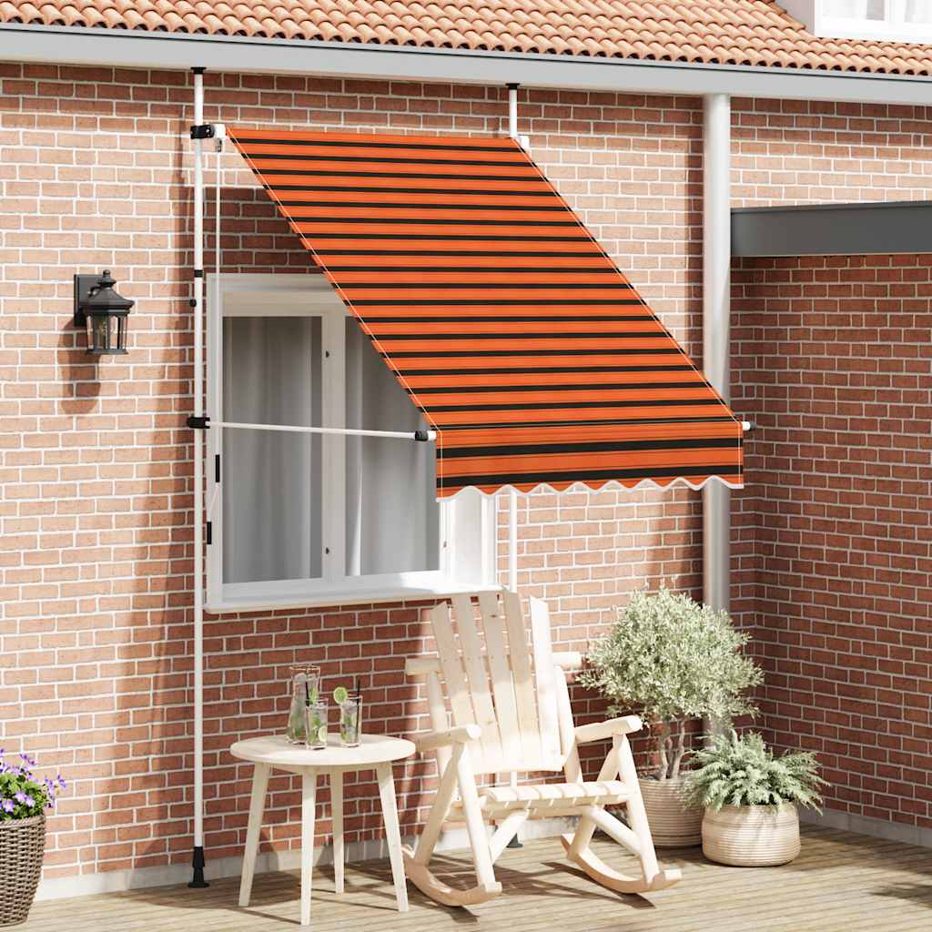 vidaXL Manual Retractable Awning Polyester 150 cm Orange Brown - Image 1 of 42