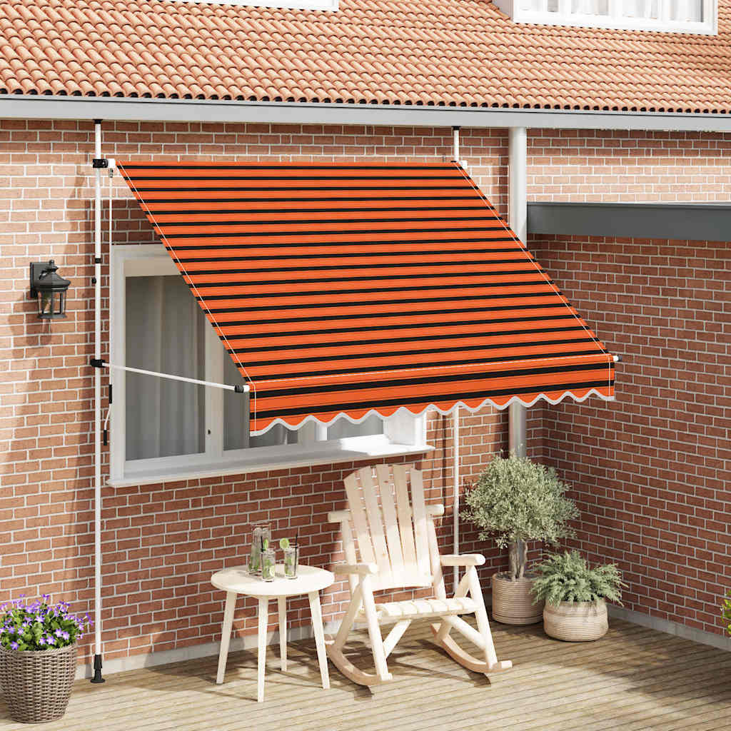 vidaXL Tenda da Sole Retrattile Manuale 200 cm Arancione e Marrone - Image 2 of 44