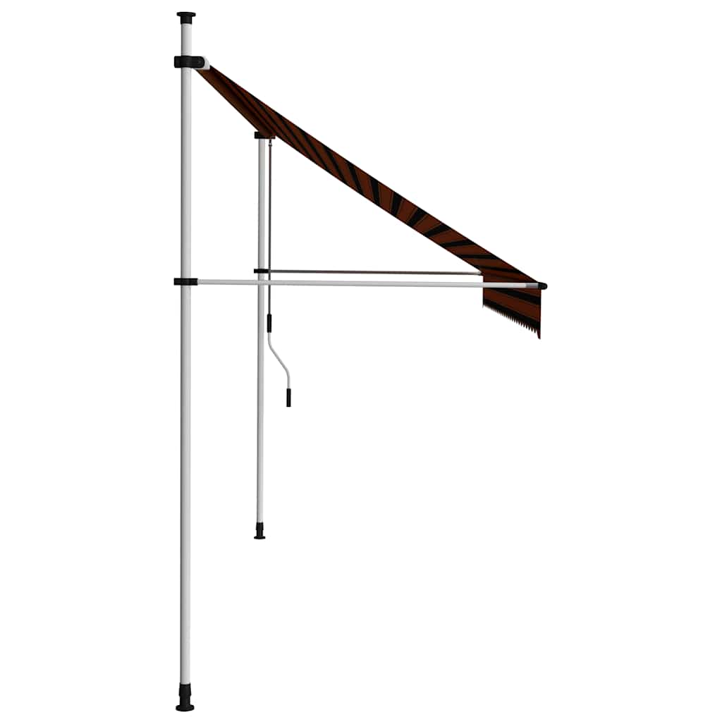 vidaXL Manual Retractable Awning, 100 cm Width, Orange and Brown - Image 19 of 49