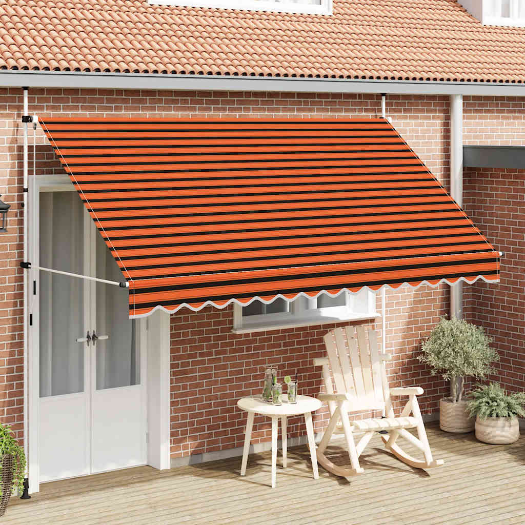 vidaXL Tenda da Sole Retrattile Manuale 350 cm Arancione e Marrone - Image 1 of 8