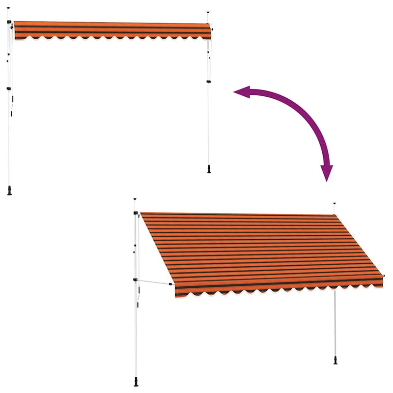 vidaXL Tenda da Sole Retrattile Manuale 200 cm Arancione e Marrone - Image 41 of 44