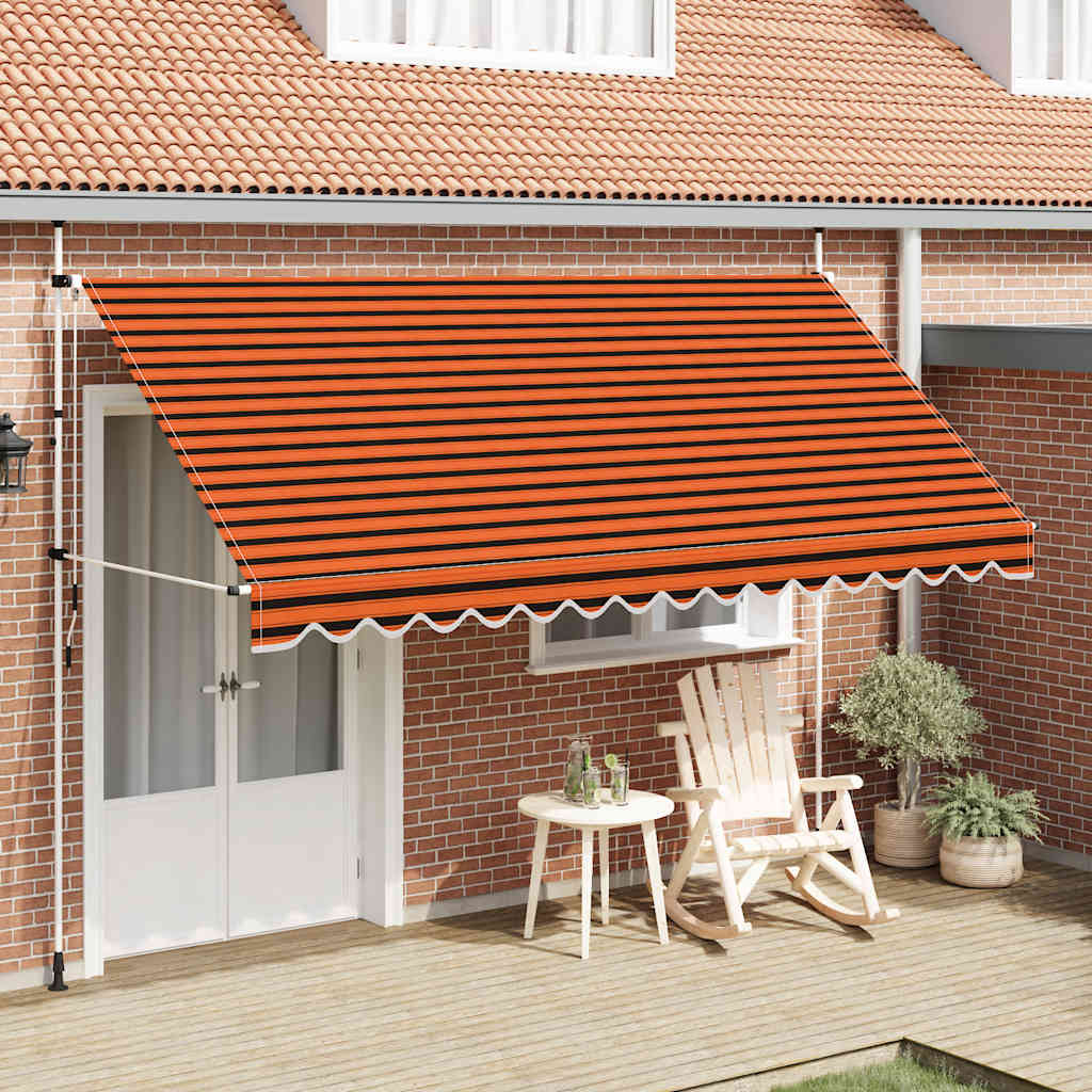 vidaXL Tenda da Sole Retrattile Manuale 200 cm Arancione e Marrone - Image 6 of 44