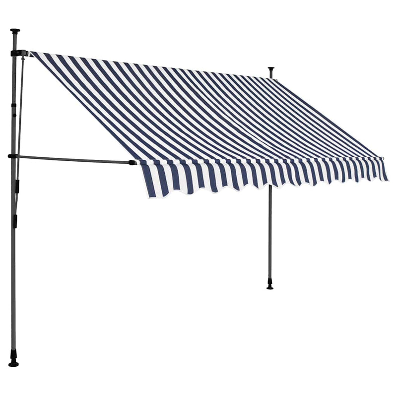 Toldo Retráctil Manual vidaXL con LED, Tejido de Poliéster/Acero, 100 cm, Azul y Blanco - Image 4 of 24