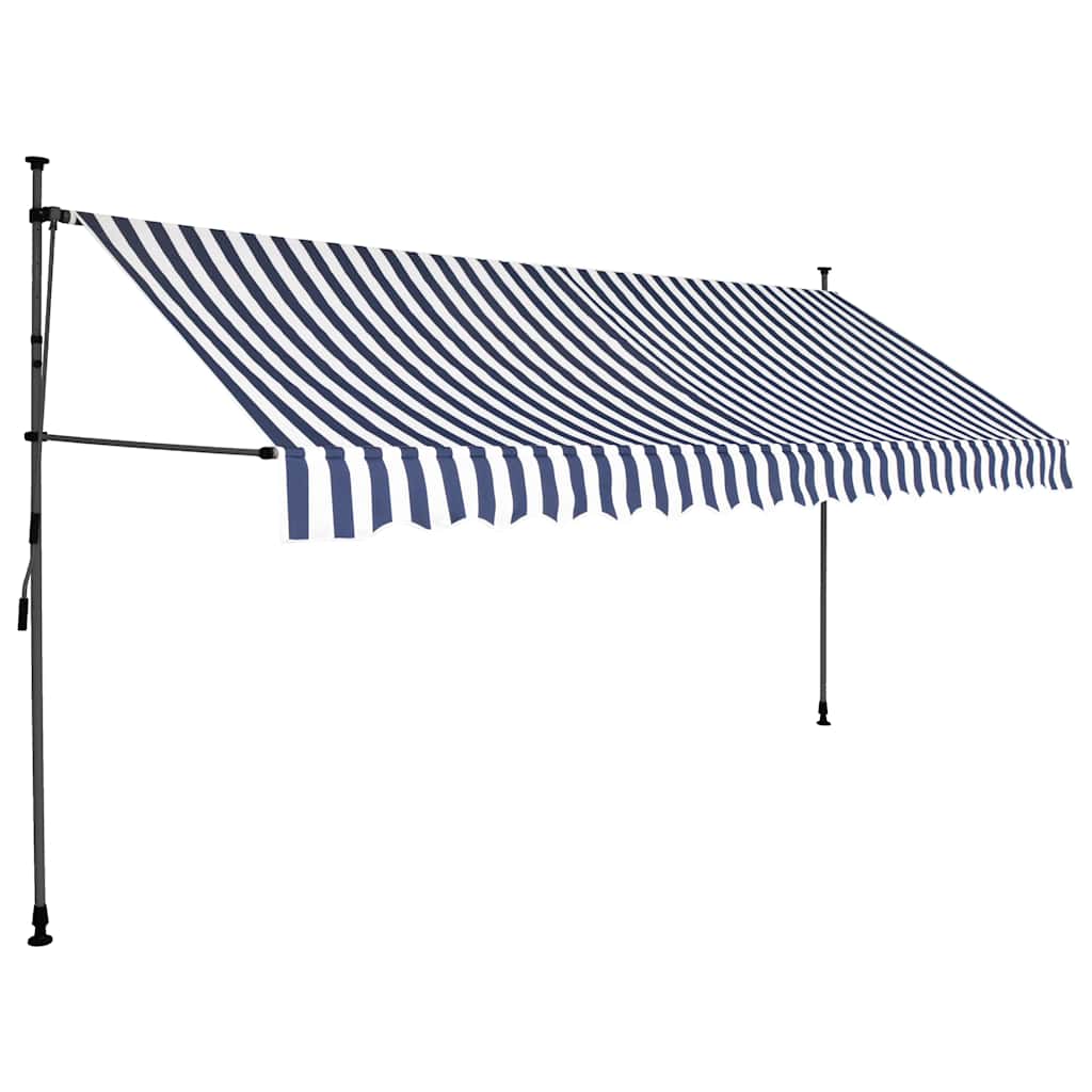 vidaXL Tenda da Sole Retrattile Manuale con LED 200 cm Blu e Bianca - Image 3 of 30