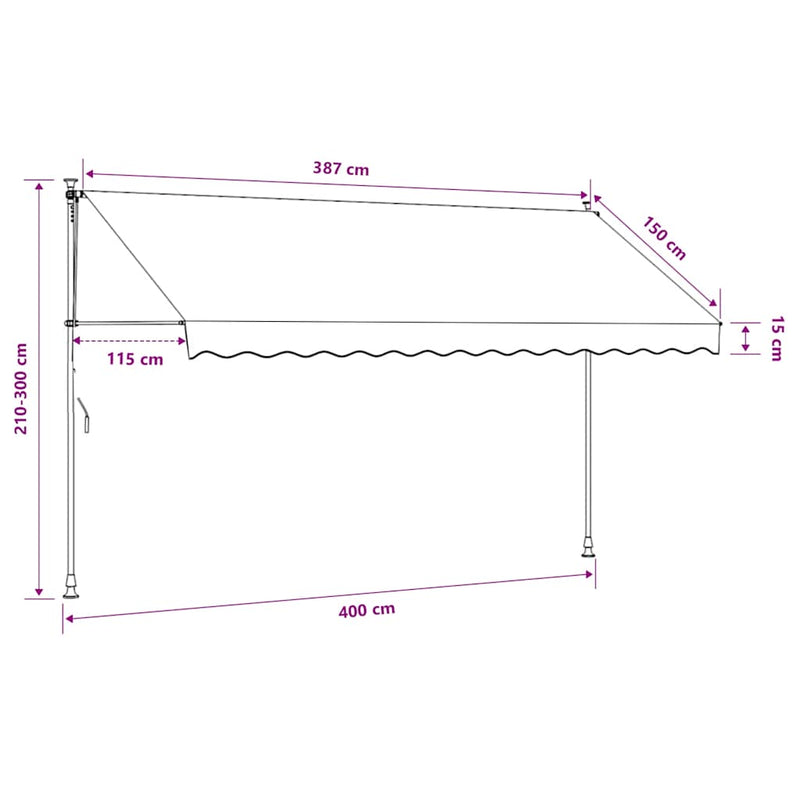 vidaXL Tenda da Sole Retrattile Manuale con LED 100 cm Gialla e Blu - Image 31 of 31