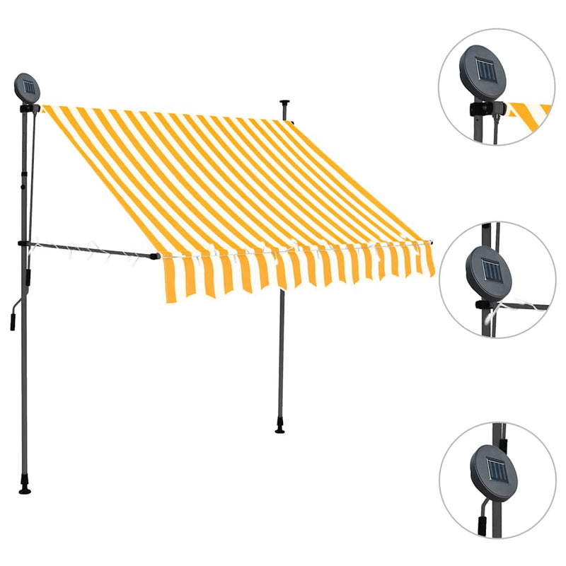 vidaXL Toldo Retráctil Manual con LED 100 cm Blanco y Naranja - Image 5 of 24