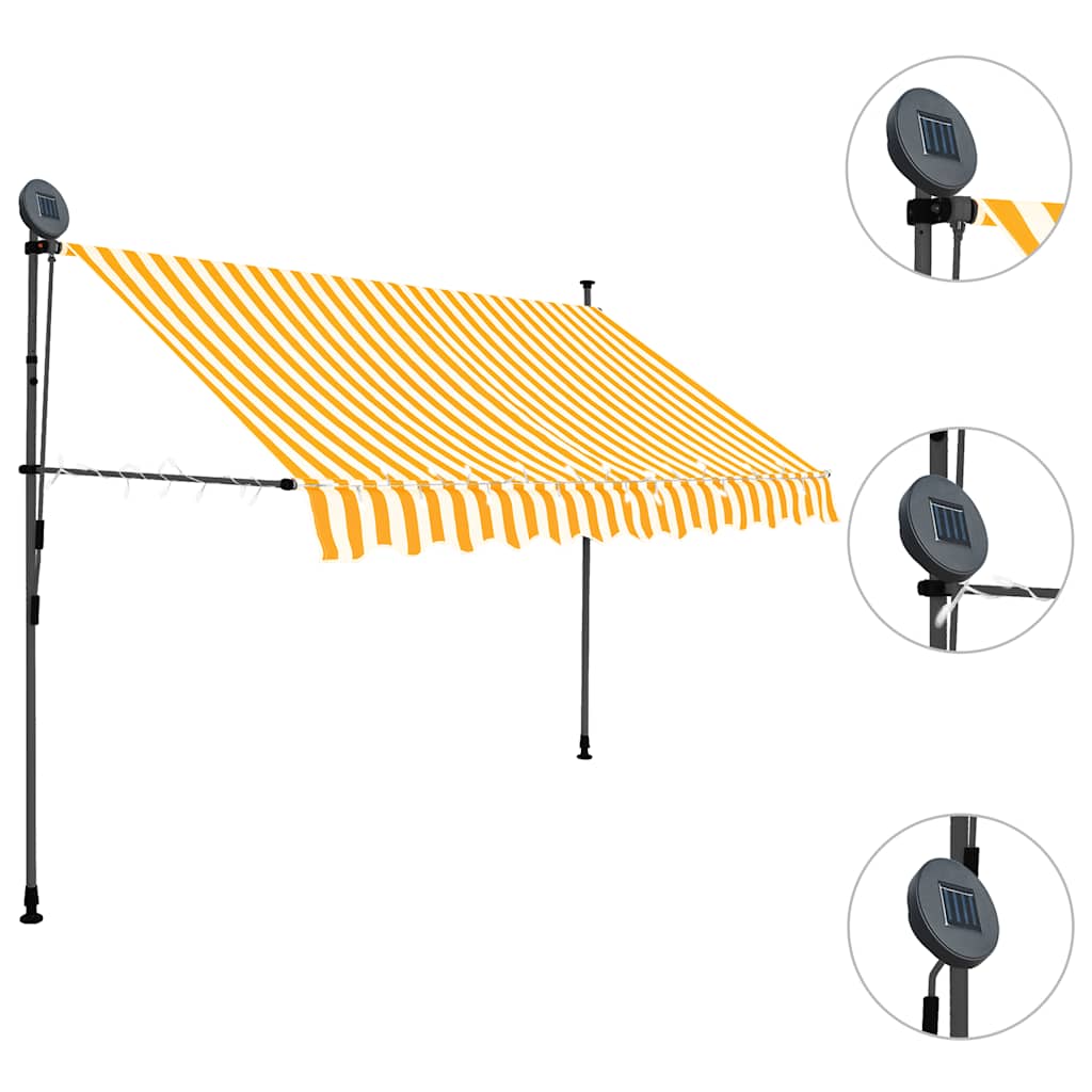 vidaXL Tenda da Sole Retrattile Manuale LED 250 cm Bianca e Arancione - Image 2 of 6