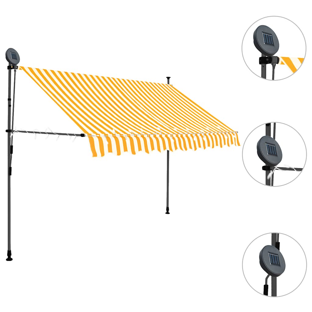 vidaXL Toldo Retráctil Manual con LED 100 cm Blanco y Naranja - Image 6 of 24