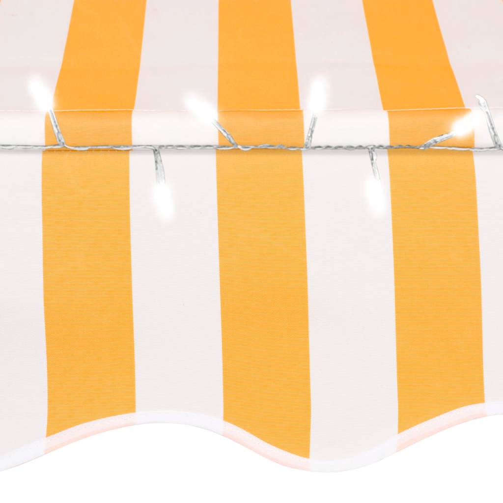 vidaXL Manual Retractable LED Awning, 300 cm Wide, White and Orange - Image 10 of 25