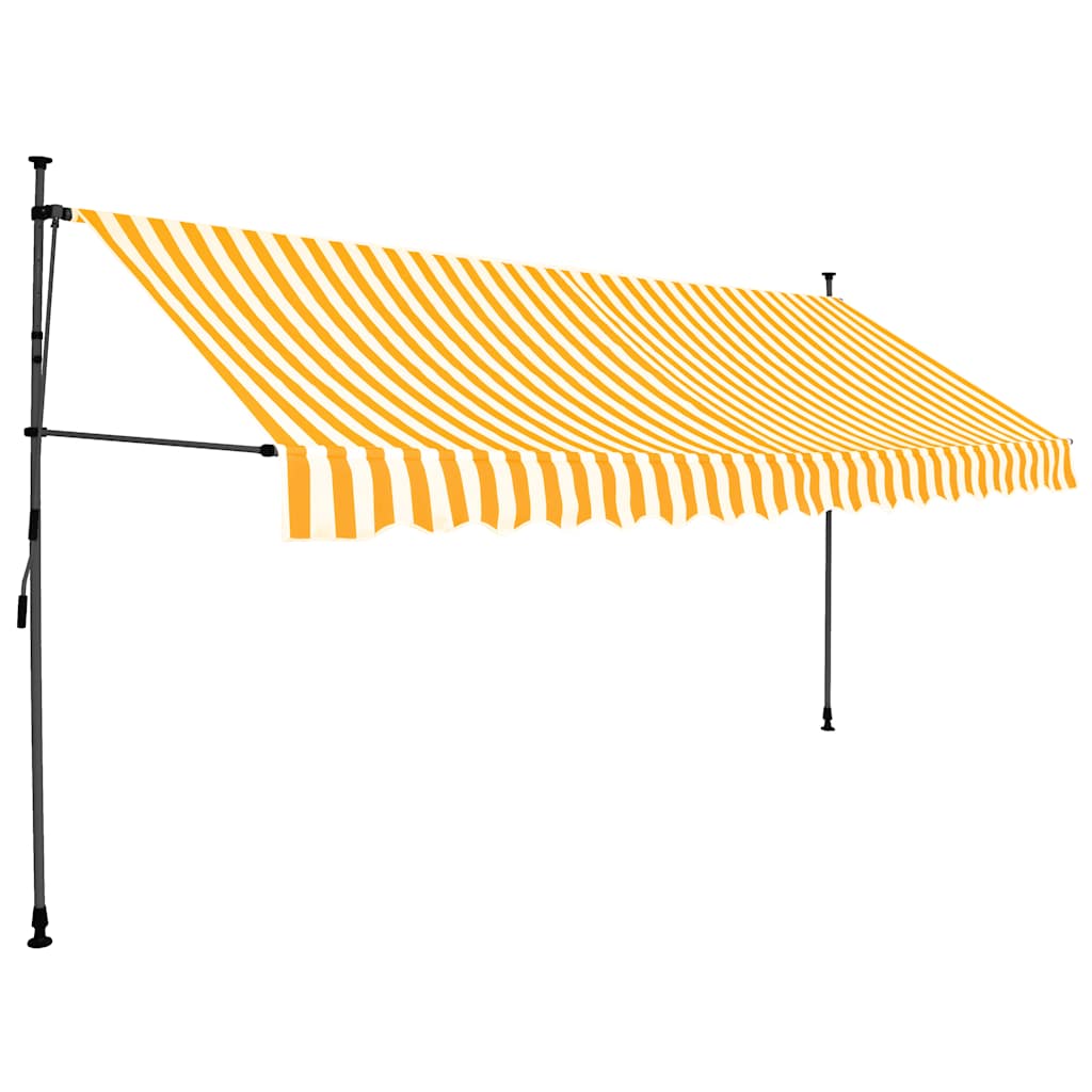 vidaXL Manual Retractable LED Awning, 300 cm Wide, White and Orange - Image 3 of 25