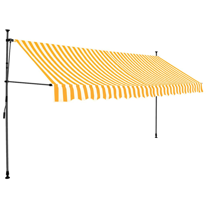 vidaXL Manual Retractable LED Awning, 300 cm Wide, White and Orange - Image 3 of 25