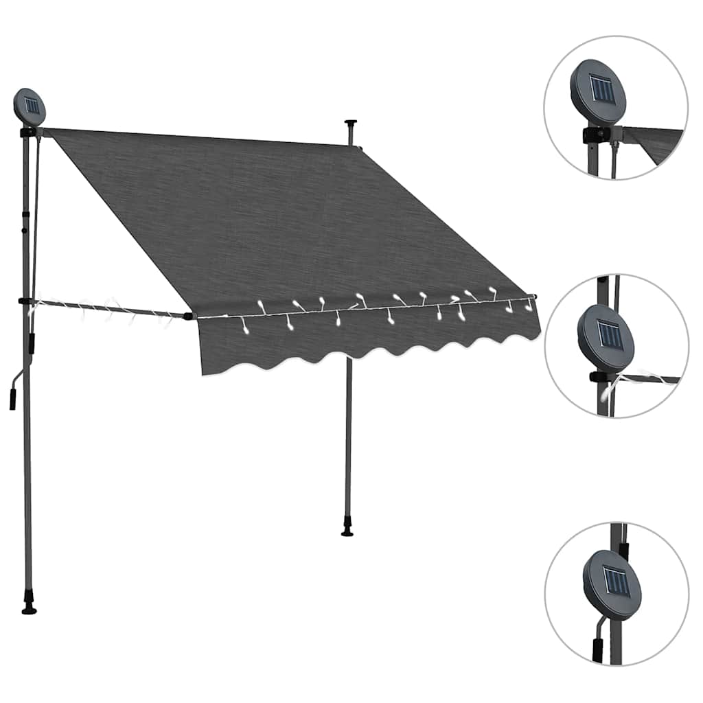Tenda da Sole Retrattile Manuale con LED 200 cm Antracite - Image 2 of 6