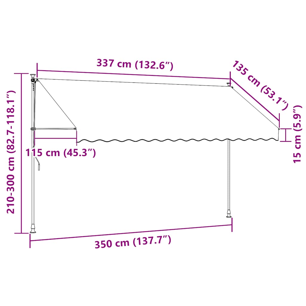vidaXL Retractable Awning with LED Lights, 150 cm, Anthracite - Image 16 of 18
