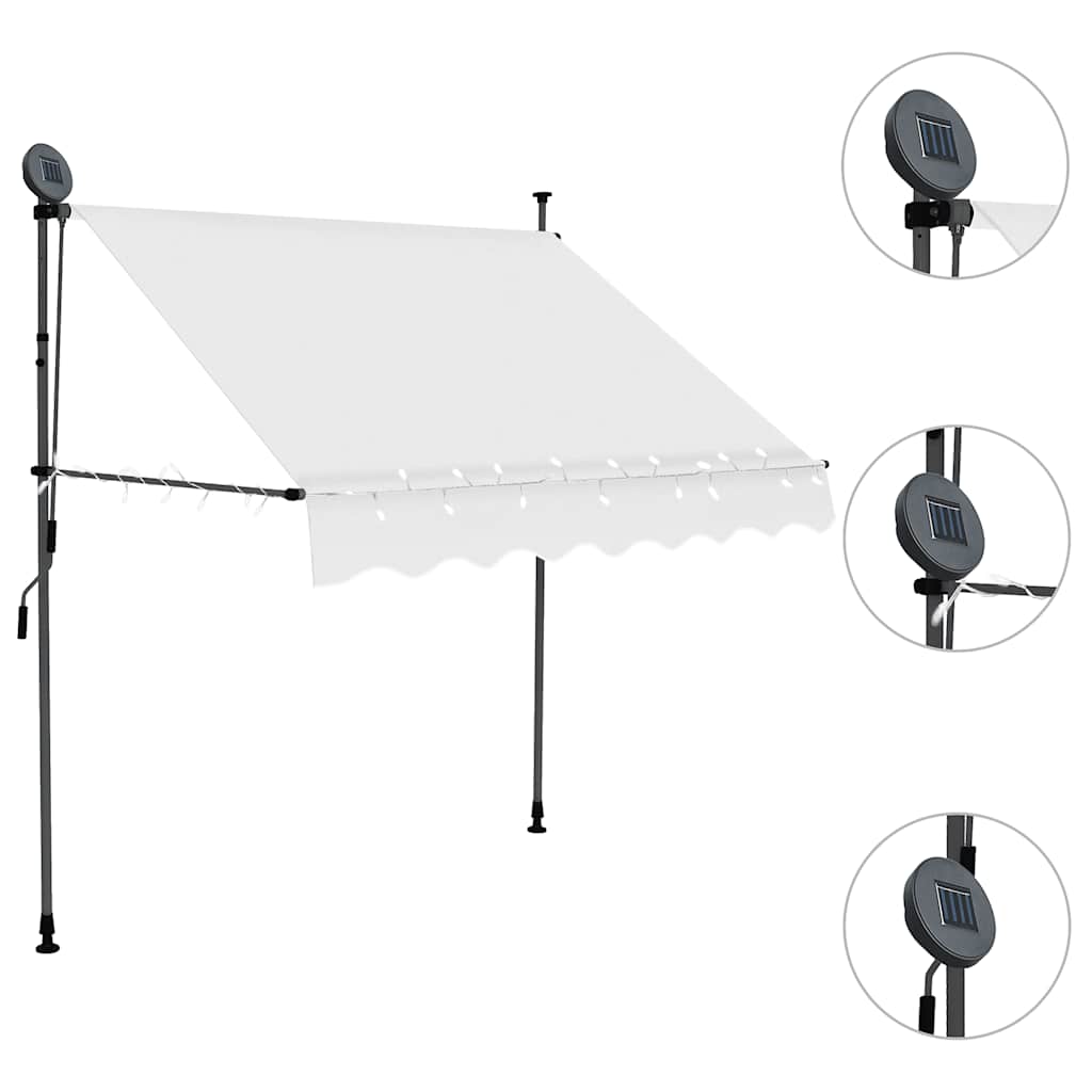 vidaXL Retractable Awning with LED in Steel 100 x 120 cm Cream - Image 14 of 42