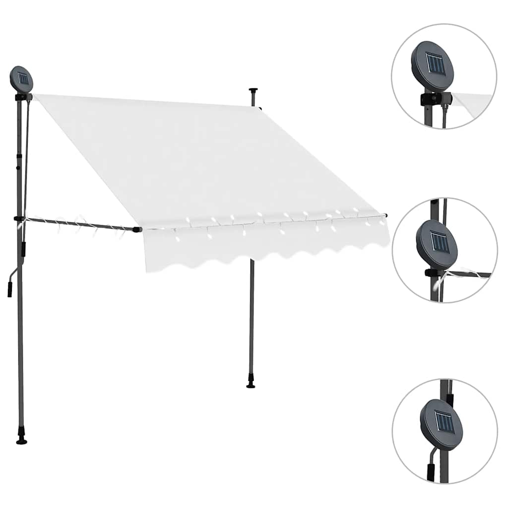 vidaXL Retractable Awning with LED in Steel 100 x 120 cm Cream - Image 10 of 42