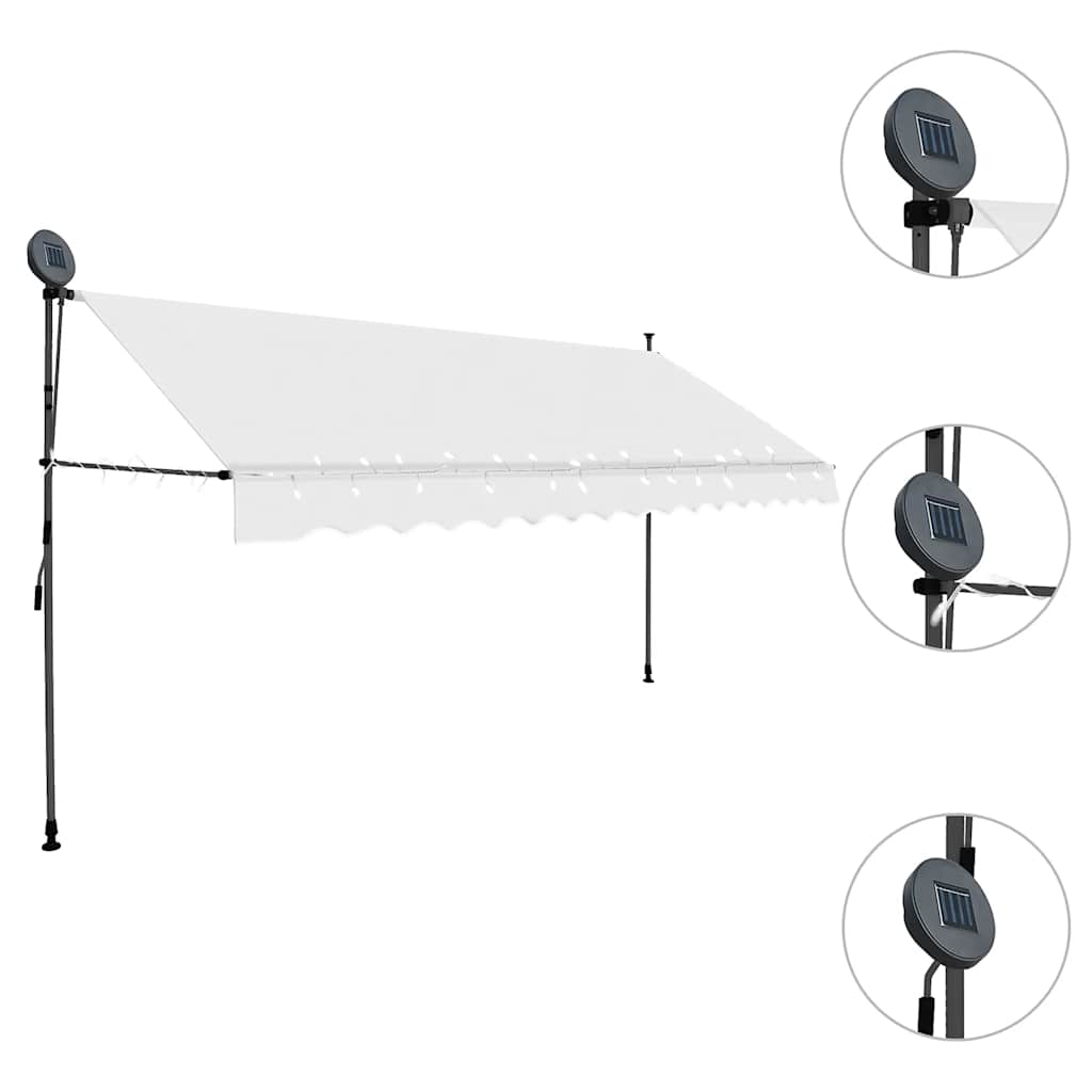 Tenda da Sole Retrattile Manuale con LED 200 cm Crema - immagine 8 | SolPatio - Image 8 of 30