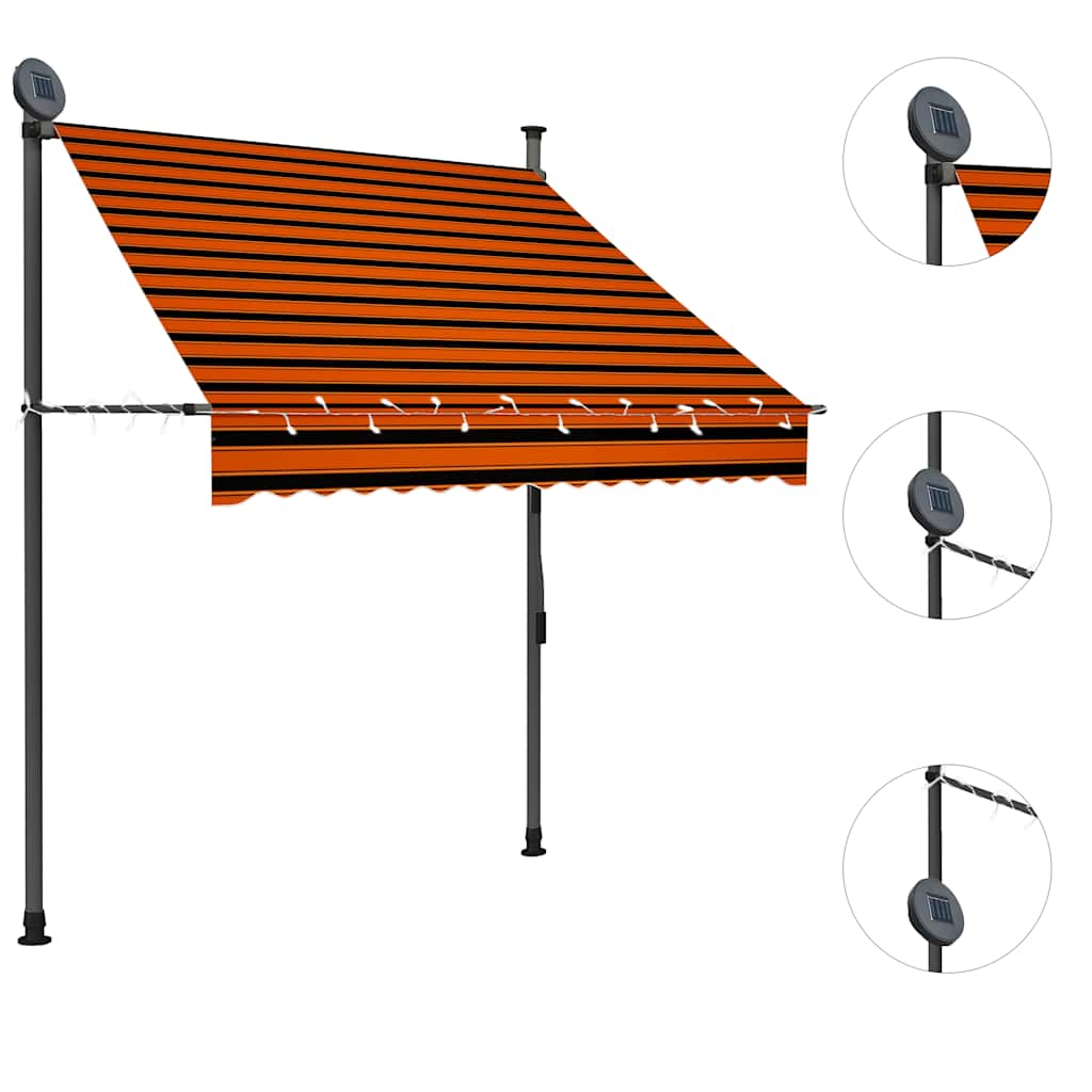 vidaXL Toldo Retráctil Manual 150 cm Naranja y Marrón - Image 8 of 42