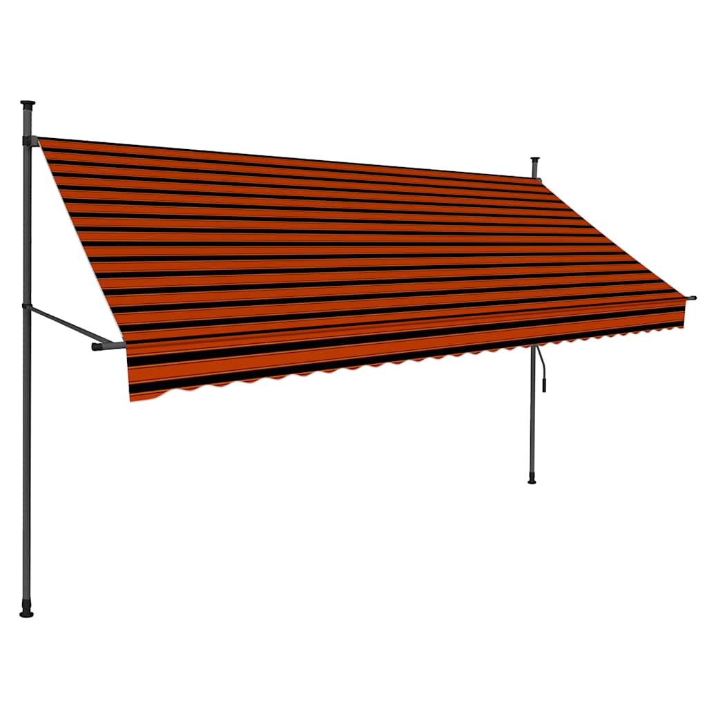 vidaXL Manual Retractable LED Awning, 300 cm Wide, White and Orange - Image 4 of 25