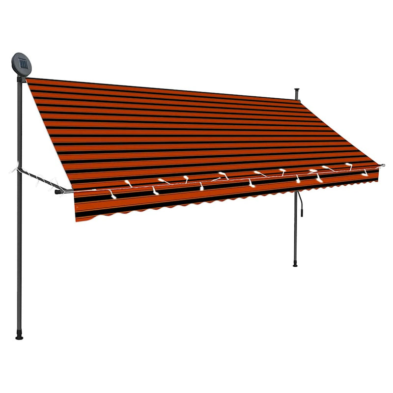 vidaXL Manual Retractable Awning, 100 cm Width, Orange and Brown - Image 11 of 49