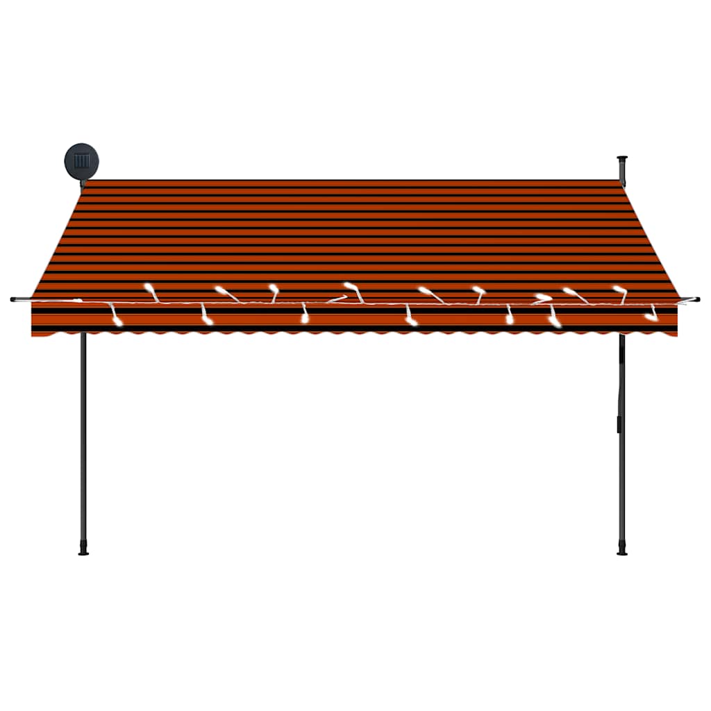 vidaXL Manual Retractable Awning, 100 cm Width, Orange and Brown - Image 21 of 49