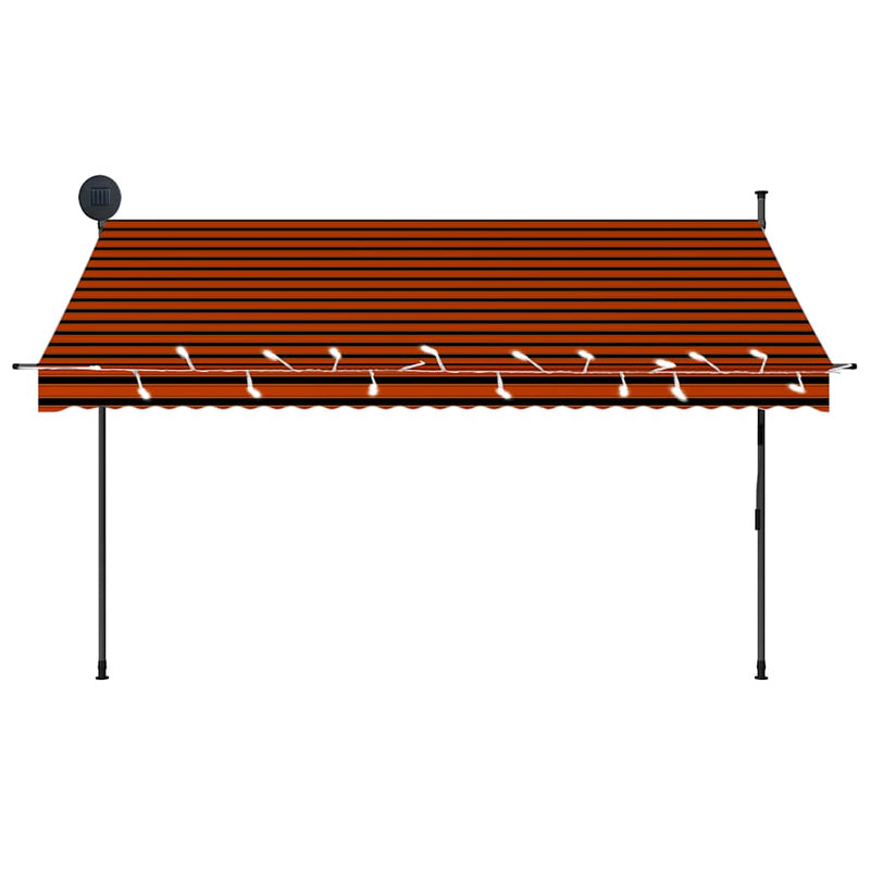 vidaXL Manual Retractable LED Awning, 300 cm Wide, White and Orange - Image 12 of 25