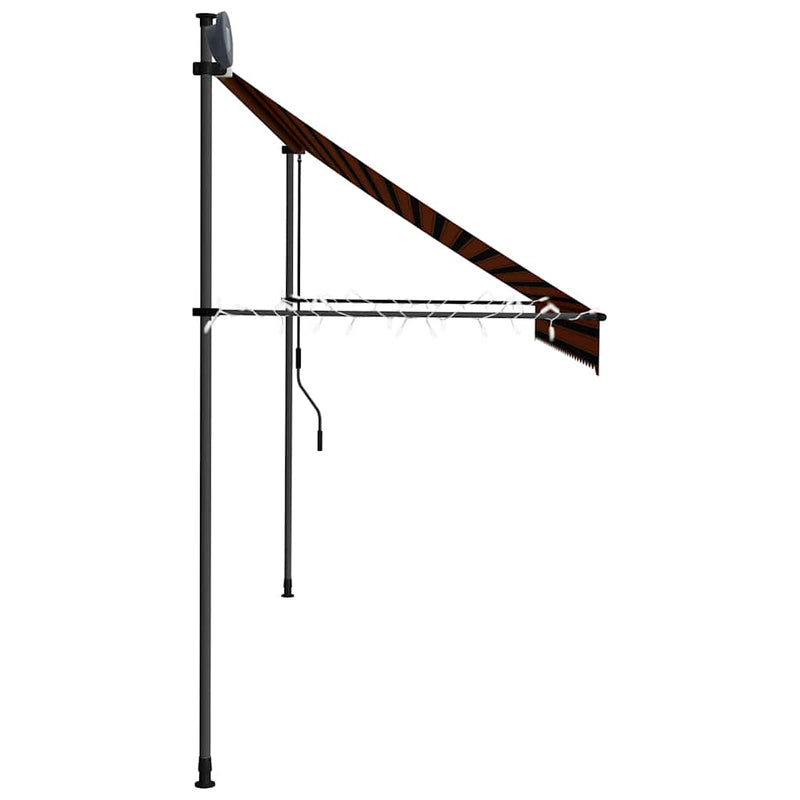 vidaXL Manual Retractable Awning, 100 cm Width, Orange and Brown - Image 25 of 49