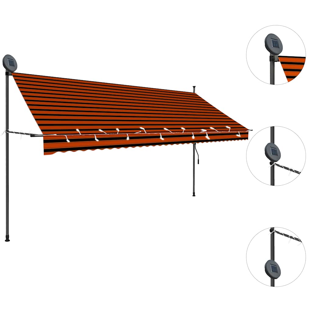 vidaXL Toldo Retráctil Manual 150 cm Naranja y Marrón - Image 11 of 42