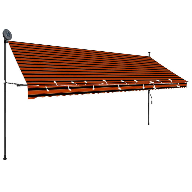 vidaXL Manual Retractable Awning, 100 cm Width, Orange and Brown - Image 7 of 49